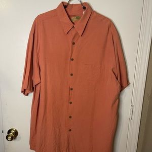 Caribbean Orange Silk Blend Button Shirt Size XLT
